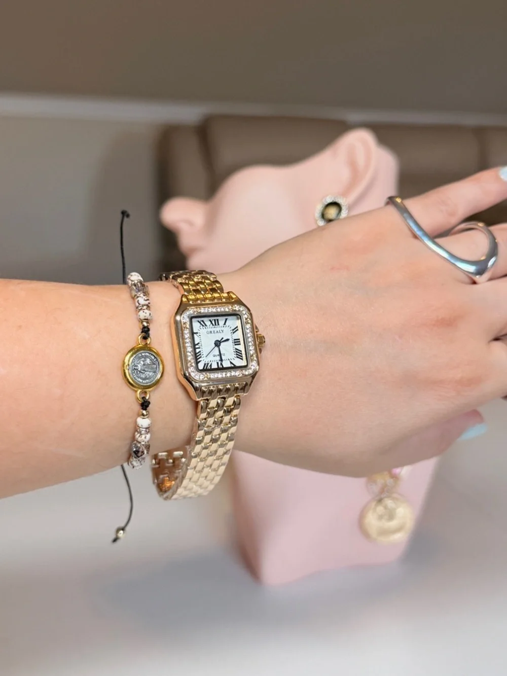 Gold Women's Bracelet Watch - Classic Roman Dial
